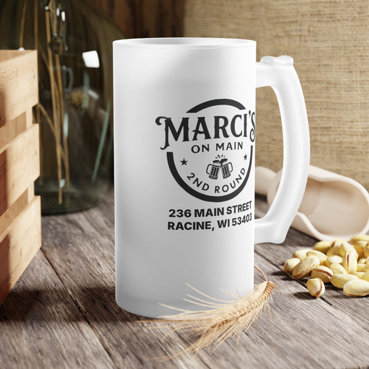 Marci's on Main 2nd Round Frosted Glass Beer Mug