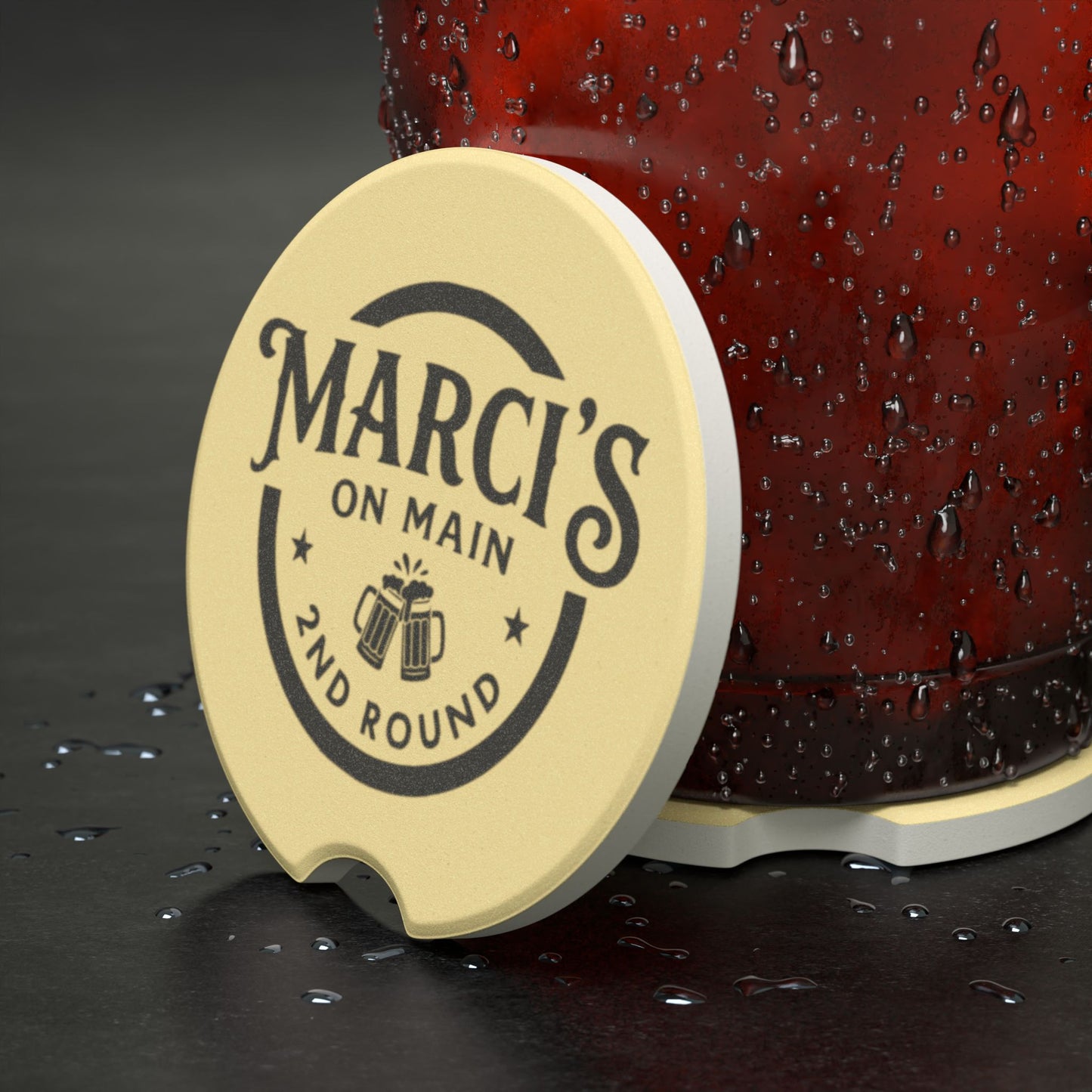 Marci's on Main 2nd Round Soapstone Car Coaster